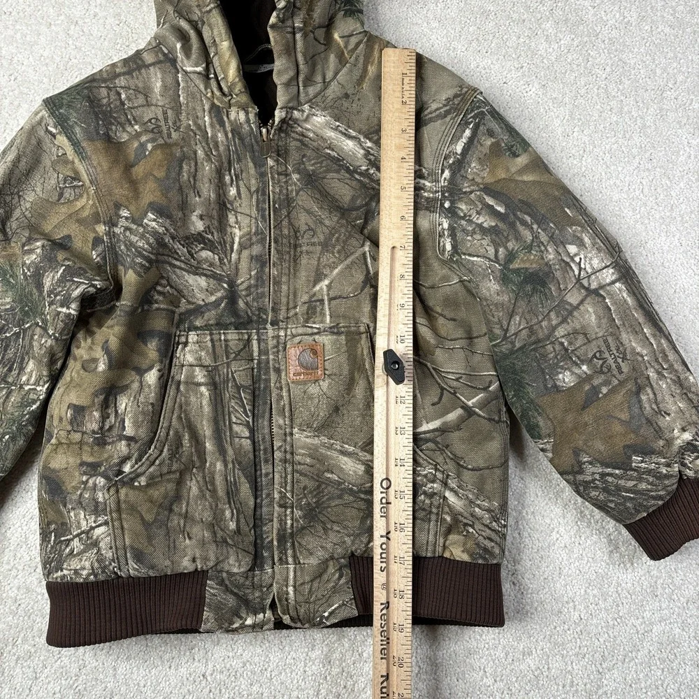 Carhartt Camo Jacket Youth Small 7-8‎ Insulated Realtree Hooded Canvas Mossy Oak
